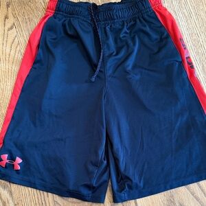 Boys Under Armour Black and Red Athletic Shorts